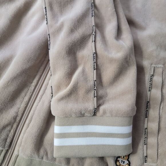 Teddy Fresh Velour Full Zip Track‎ Jacket Lined Size 2XL Beige NWT - Picture 9 of 11